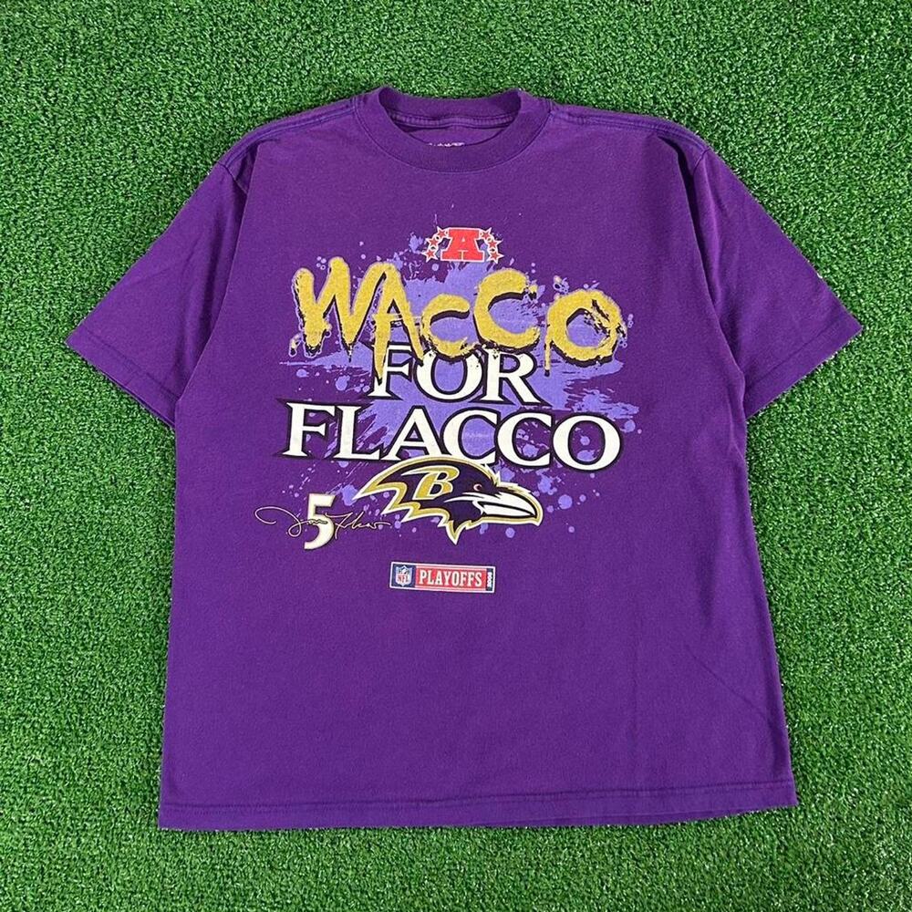 2000s Reebok NFL Wacco for Flacco Baltimore Ravens Graphic Tshirt Size M